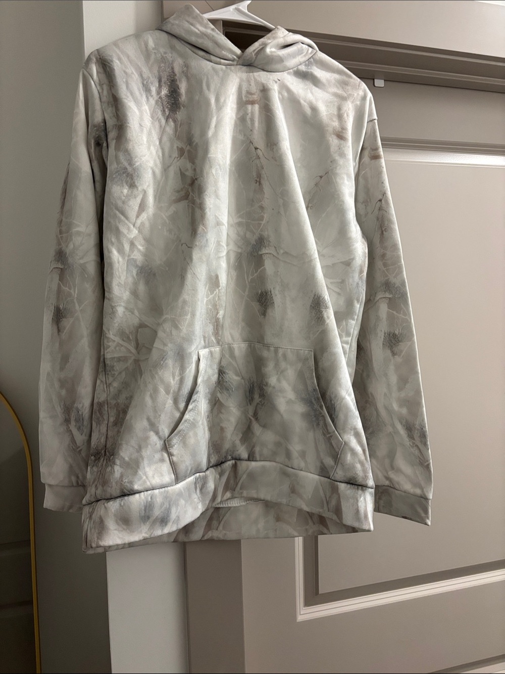 Women’s Light Marble-Print Hoodie Sweatshirt - White/Gray
